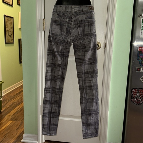 Paige Grey Abstract Pattern  Peg Super Skinny Ankle Denim Jeans Stylish Size 27 - Picture 9 of 12